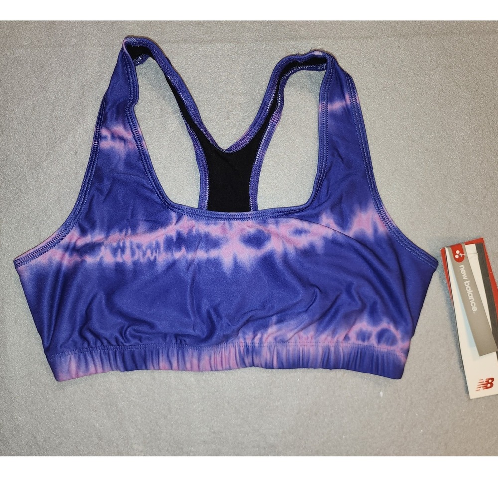 New Balance Sports Bra Womens Medium Purple NWT Tie Dye Racerback Activewear